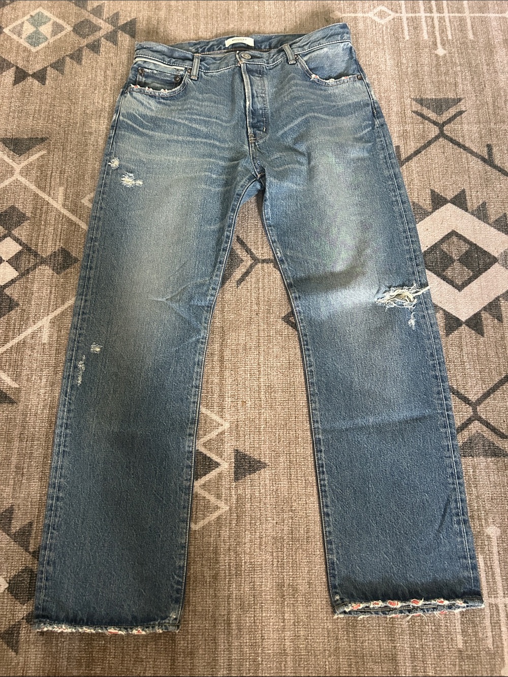 Moussy Straight Leg Jeans in Medium Blue